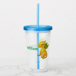 Personalisiert Kids Yellow Dragon Acrylic Tumbler Acryltrinkbecher