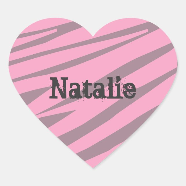 Personalisiert Kids Zebra Heart Stickers (Vorderseite)