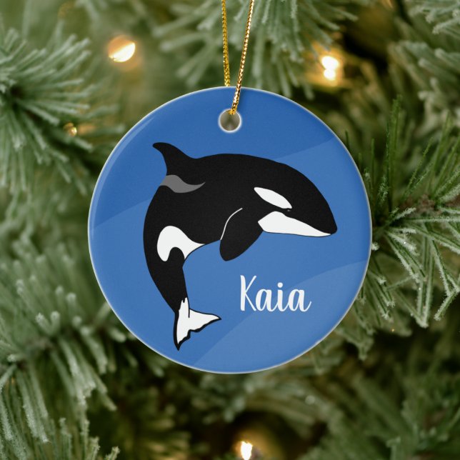 Personalisiert Killer Whale Orca Keramik Ornament (Baum)