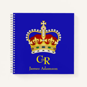 Personalisiert King Charles III Monogram und Crown Notizbuch