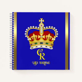 Personalisiert King Charles III Monogram und Crown Notizbuch