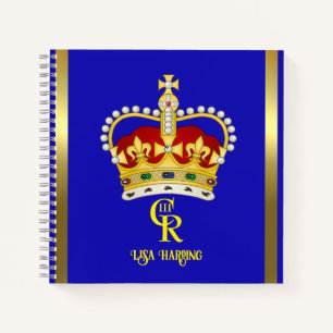 Personalisiert King Charles III Monogram und Crown Notizbuch
