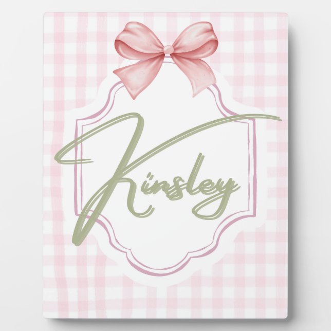 Personalisiert Kinsley Baby Girl Kinderzimmer Bow& Fotoplatte (Vorderseite)