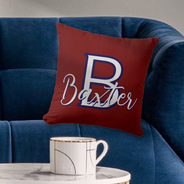 Personalisiert Kissen (Red White & Blue Name and Monogram Personalized Throw Pillow
)