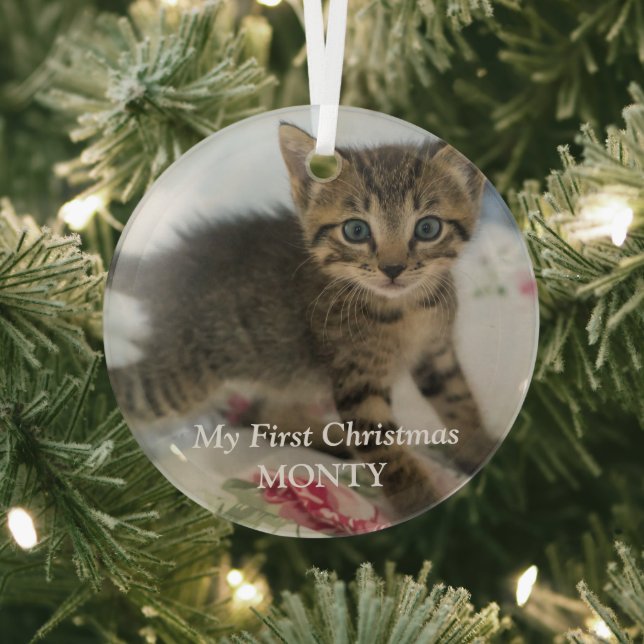 Personalisiert Kitten Foto Cat Erste Weihnachten Ornament Aus Glas (InSitu)