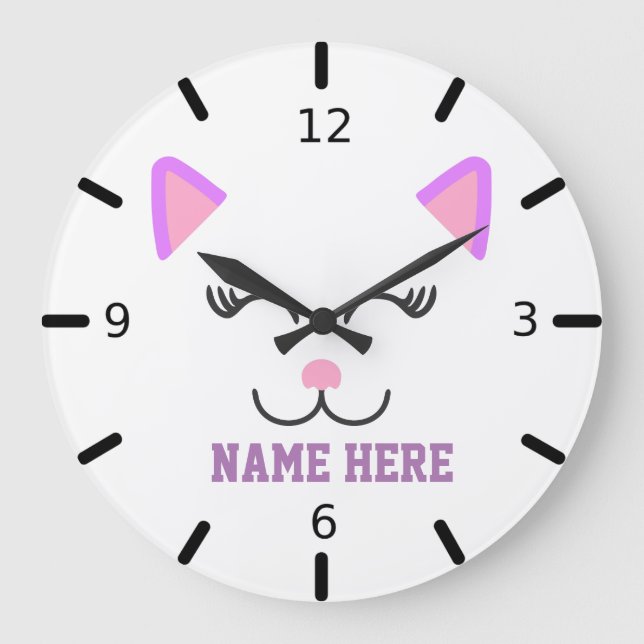 Personalisiert Kitten Große Wanduhr (Vorderseite)