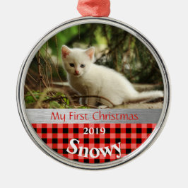 Personalisiert Kittens erstes Foto zu Weihnachten Ornament Aus Metall