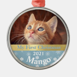 Personalisiert Kitten's First Christmas Foto Metal Ornament Aus Metall