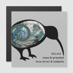 PERSONALISIERT KIWI BLACK PAUA FERN KORU NEW ZEALA MAGNETKARTE