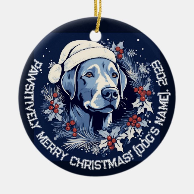 Personalisiert Labrador DOG Holiday Charm Keramik Ornament (Vorne)