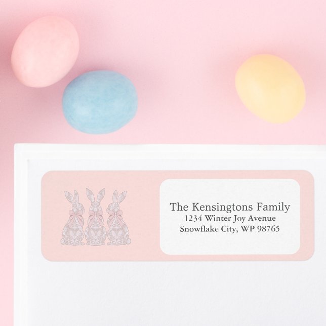 Personalisiert Lace Bunny Osterfest Rücksendeadres (Personalized Lace Bunny Easter Return Address Label)