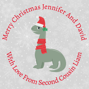 Personalisiert Lächeln Holly Christmas Dinosaurier Geschenkpapier