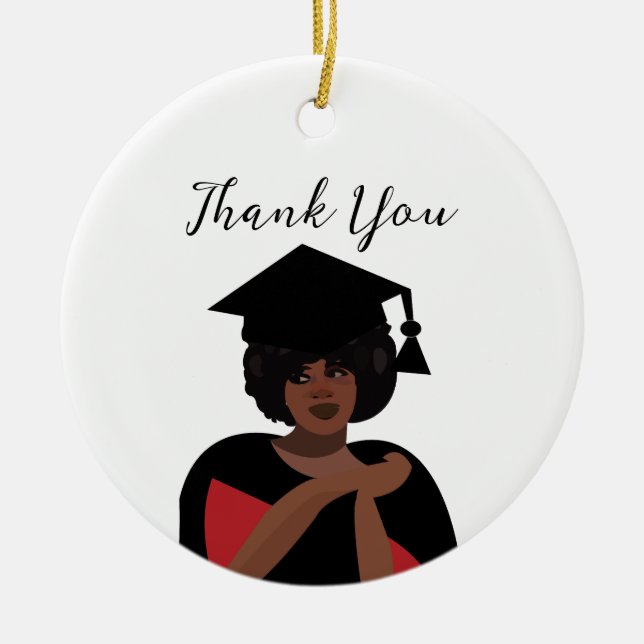 Personalisiert lächelnder weiblicher Abschluss Keramik Ornament (Vorne)