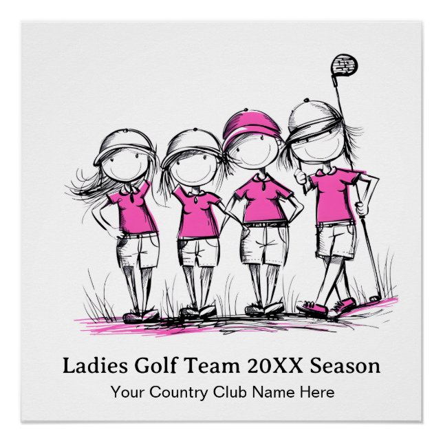 Personalisiert Ladys Golf Poster - Fun Cartoon