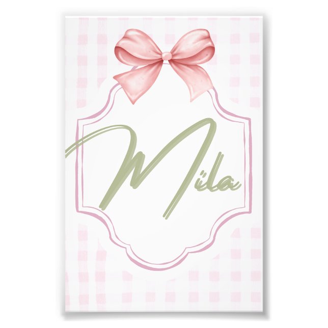Personalisiert Lainey Baby Girl Kinderzimmer Bow&G Fotodruck (Vorne)