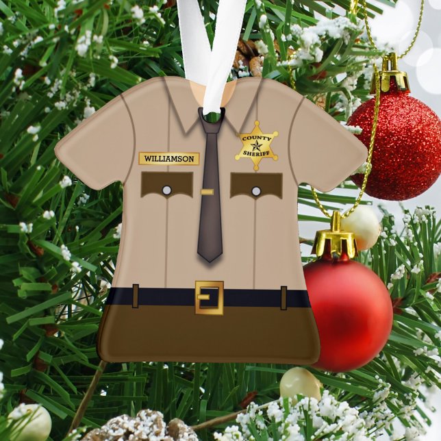 Personalisiert Landkreis Sheriff Khaki Uniform Ornament (Von Creator hochgeladen)
