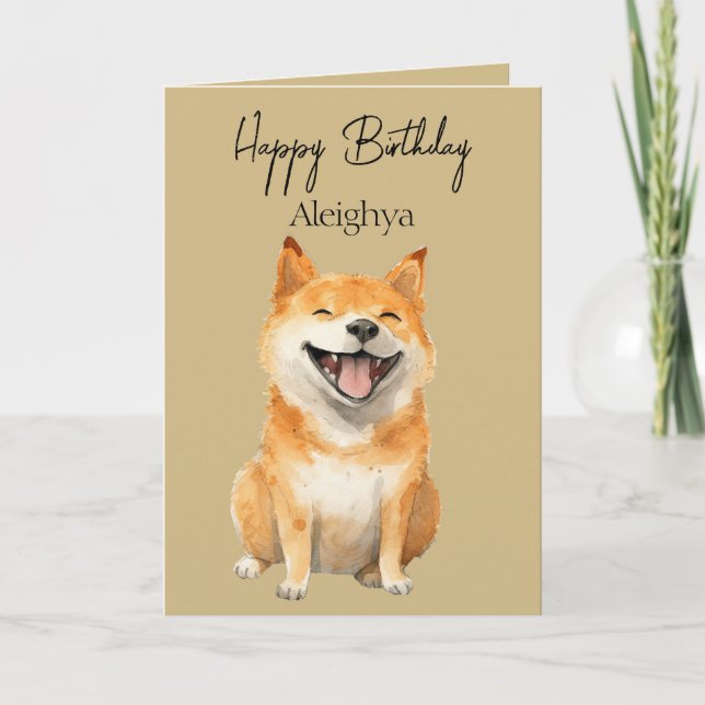 Personalisiert Laughing Shiba Inu Karte (Vorderseite)
