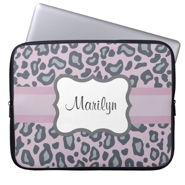 Personalisiert Lavendel Leopard Laptop Sleeve (Vorderseite)