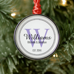 Personalisiert Lavendel Newlywed Ornament Aus Metall