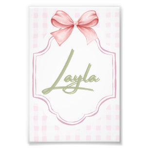 Personalisiert Layla Baby Girl Kinderzimmer Bow&Gi Fotodruck