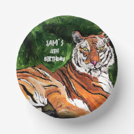 Personalisiert - Lazy Tiger - Teller zum Geburtsta