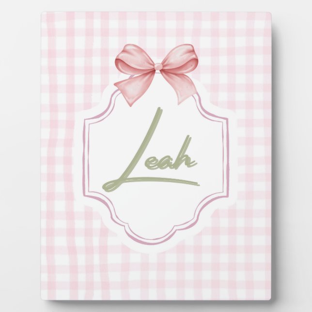 Personalisiert Leah Baby Girl Kinderzimmer Bow&Gin Fotoplatte