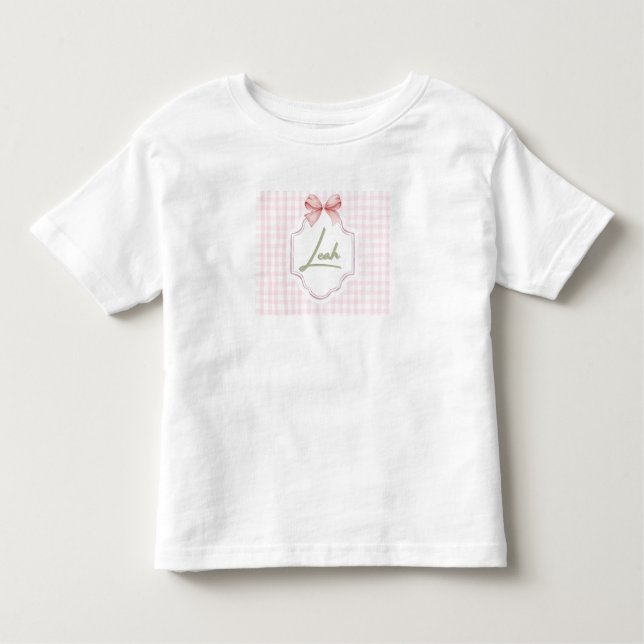 Personalisiert Leah Baby Girl Kinderzimmer Bow&Gin Kleinkind T-shirt (Vorderseite)