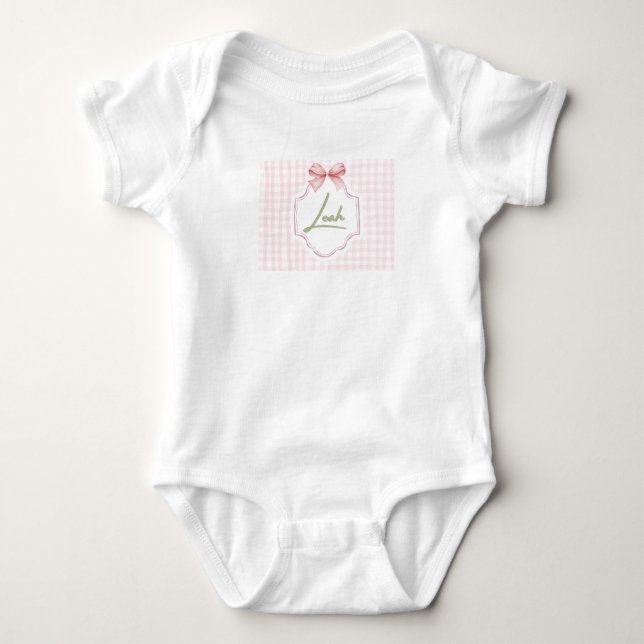 Personalisiert Leah Baby Girl Kinderzimmer Bow&Gin Strampler (Vorderseite)