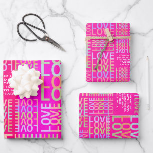 Personalisiert lebendig und heiß rosa für immer "L Geschenkpapier Set
