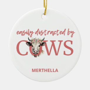 Personalisiert, LEICHT ABGEBAUT VON KÜHEN Vintag Keramik Ornament