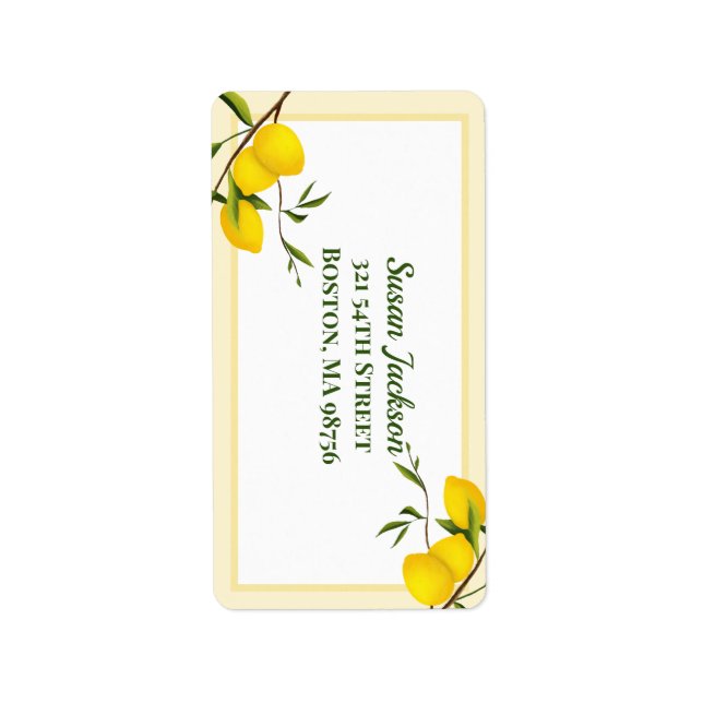 Personalisiert Lemon Citrus Botanical Adressaufkleber (Vorne)