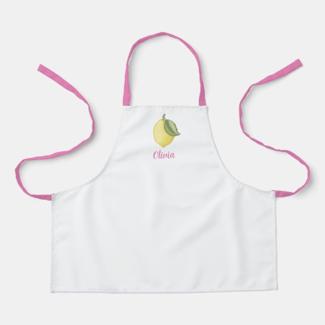 Personalisiert Lemon Kitchen Schürze - Pink (Vorderseite)