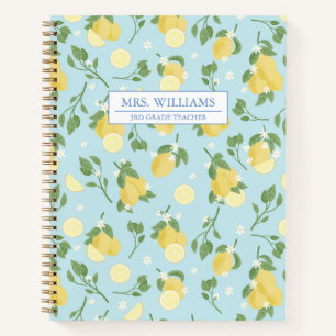Personalisiert Lemon Light Blue Spiral Notebook Notizbuch