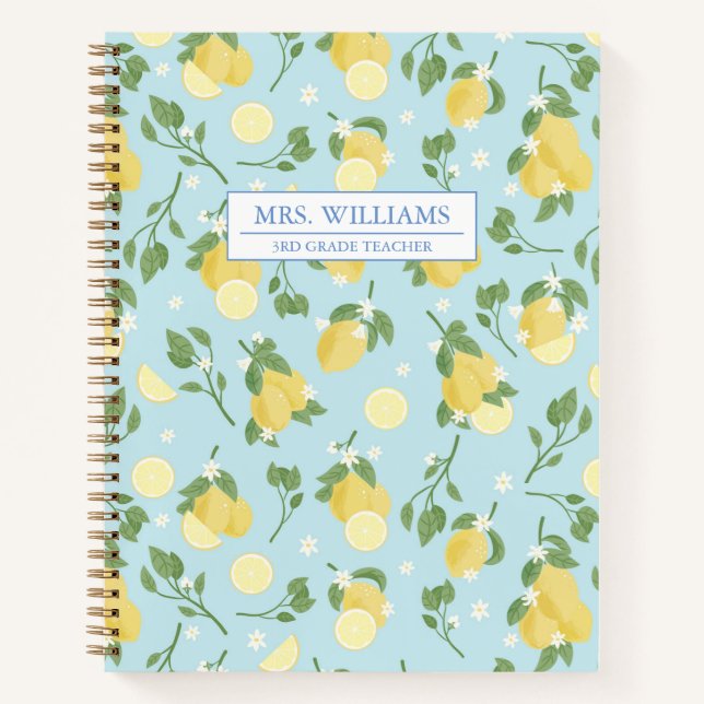 Personalisiert Lemon Light Blue Spiral Notebook Notizbuch (Vorderseite)