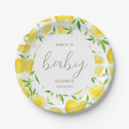 Personalisiert Lemon Watercolor Summer Baby Dusche Pappteller