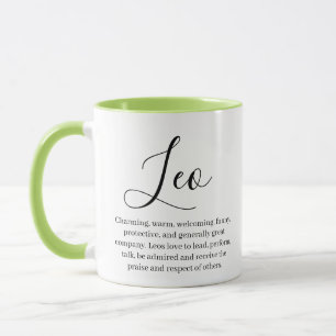 Personalisiert Leo Zodiac-Zeichen Name und Merkmal Tasse
