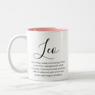 Personalisiert Leo Zodiac-Zeichen Name und Merkmal Zweifarbige Tasse