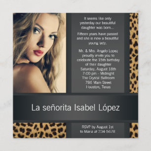 Personalisiert Leopard Foto Quinceanera Einladung