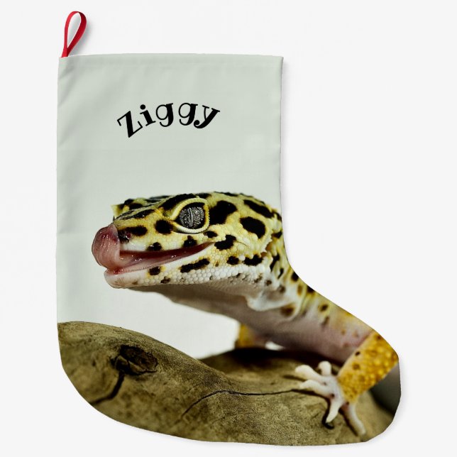 Personalisiert Leopard Gecko Lizard Großer Weihnachtsstrumpf (Vorderseite)