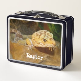 Personalisiert Leopard Gecko Lizard Metall Brotdose