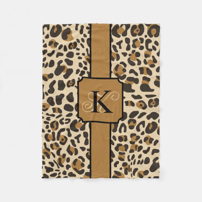 Personalisiert Leopard Jaguar Animal Print Muster Fleecedecke (Vorderseite)