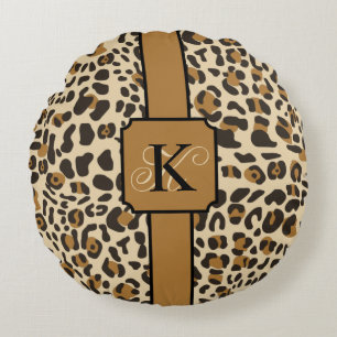 Personalisiert Leopard Jaguar Animal Print Muster Rundes Kissen
