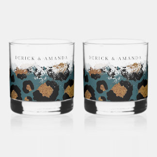 Personalisiert Leopard Print Bar Gläser
