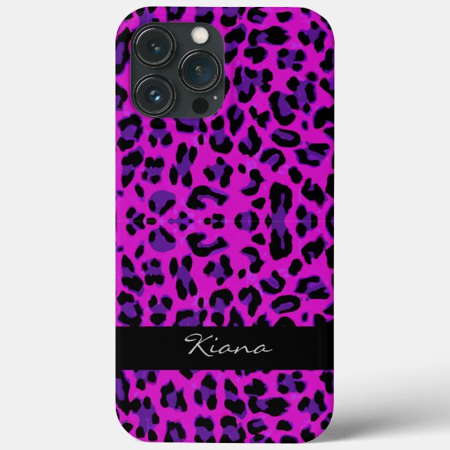 Personalisiert Leopard Print Magenta Case-Mate iPhone Hülle (Rückseite)