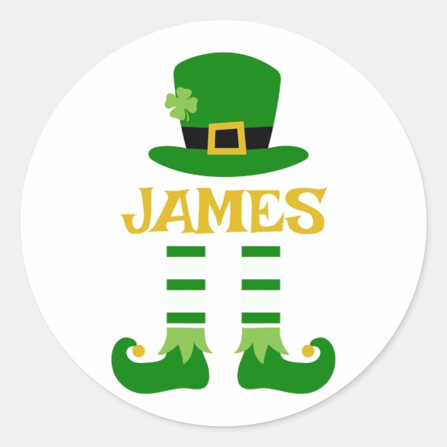 Personalisiert Leprechaun St. Patrick's Day James Runder Aufkleber (Vorderseite)