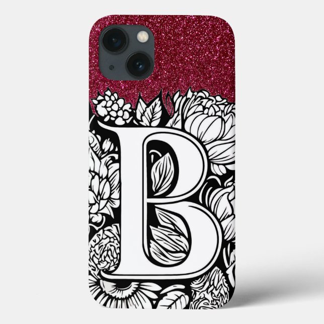 Personalisiert Letter B Glitzer Tattoo Blume Case-Mate iPhone Hülle (Rückseite)