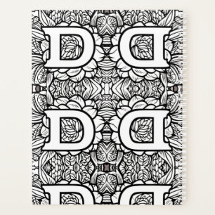 Personalisiert Letter D floral Tattoo Black Planer