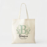 Personalisiert Letter Greenery Bridesmaid Tragetasche<br><div class="desc">Personalisiert Letter Greenery Bridesmaid Tote Bag</div>