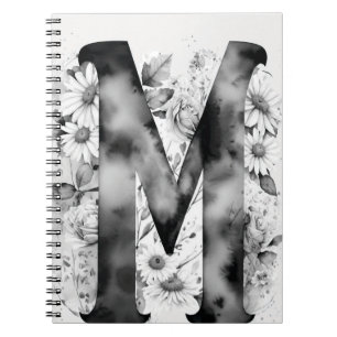 Personalisiert Letter M Floral Watercolor Notebook Notizblock