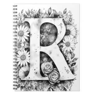 Personalisiert Letter R Floral Watercolor-Notebook Notizblock